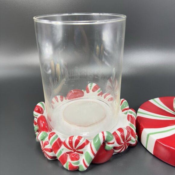 ST NICHOLAS SQUARE Candy Greetings Ceramic Candy Dish Canister Jar Container VTG - Picture 6 of 14